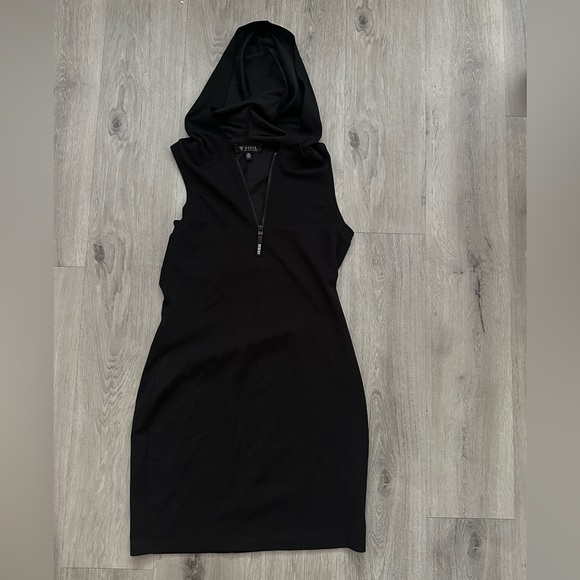 Guess Black Zippered Hooded Dress Size M - Picture 1 of 2